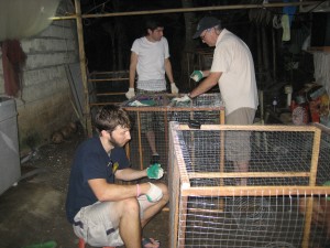 Making traps the first night at our local fisherman’s house (Photo by Gregory Barord)