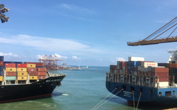 Cargo ships docked