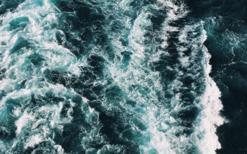 Churning ocean waves