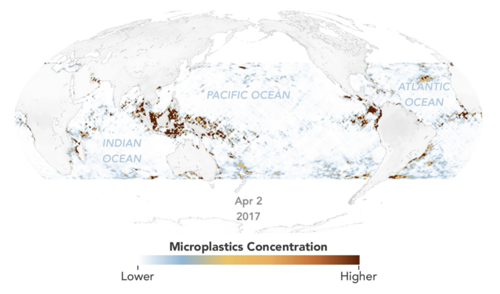 Microplastics concentration across the globe, 2017