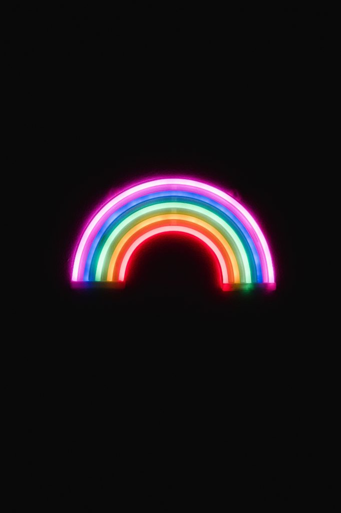 rainbow shaped neon lights