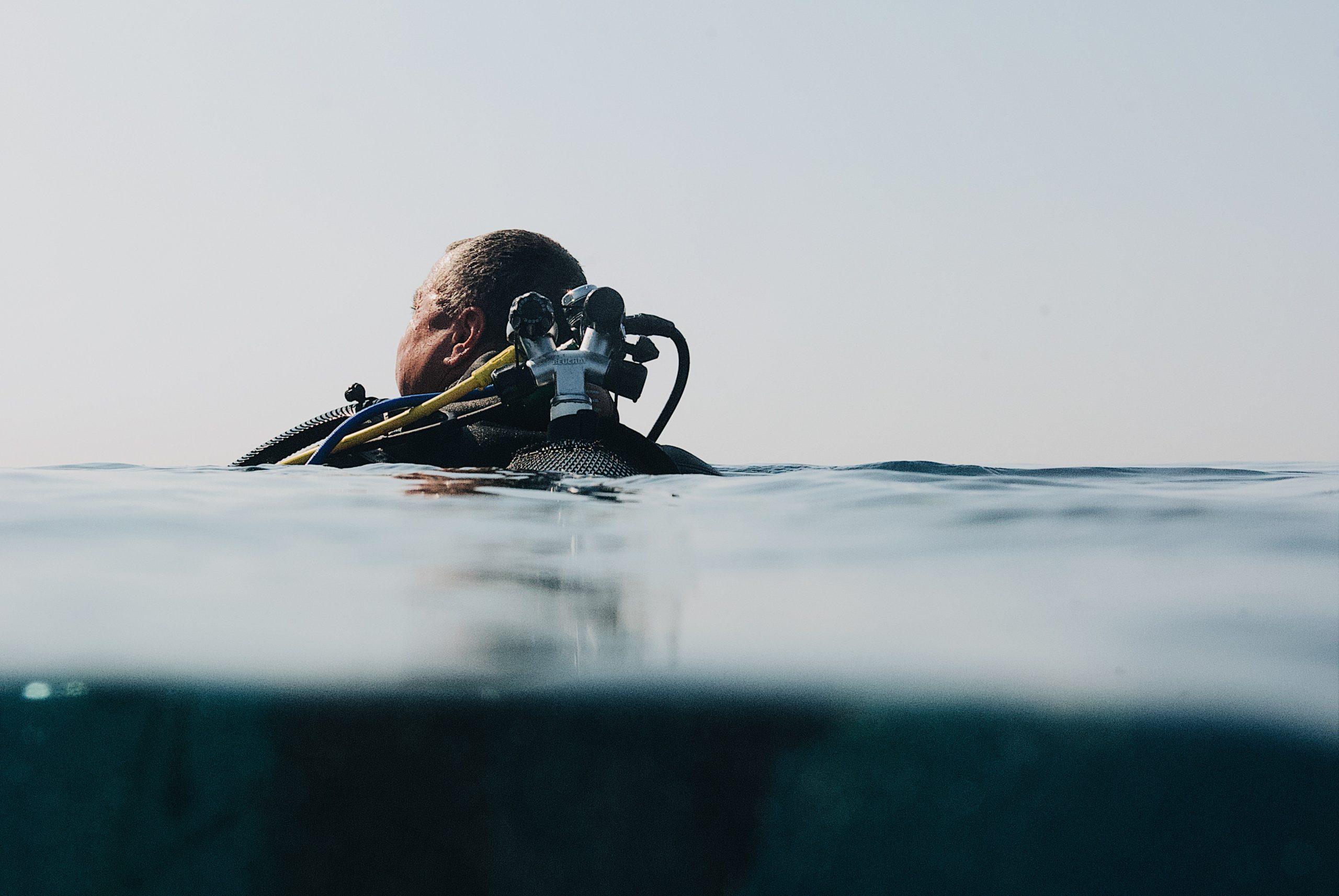 Research and Development: Scuba diver above water
