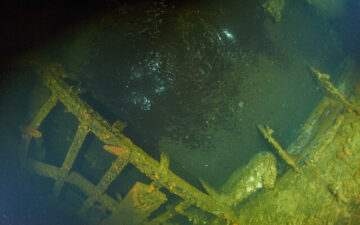 A pocket of oil inside a Japanese WWII shipwreck.