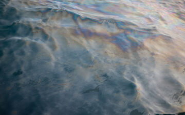 An oil slick from a WWII shipwreck in Chuuk Lagoon, Federated States of Micronesia.