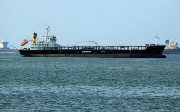 Large tanker in the distance.